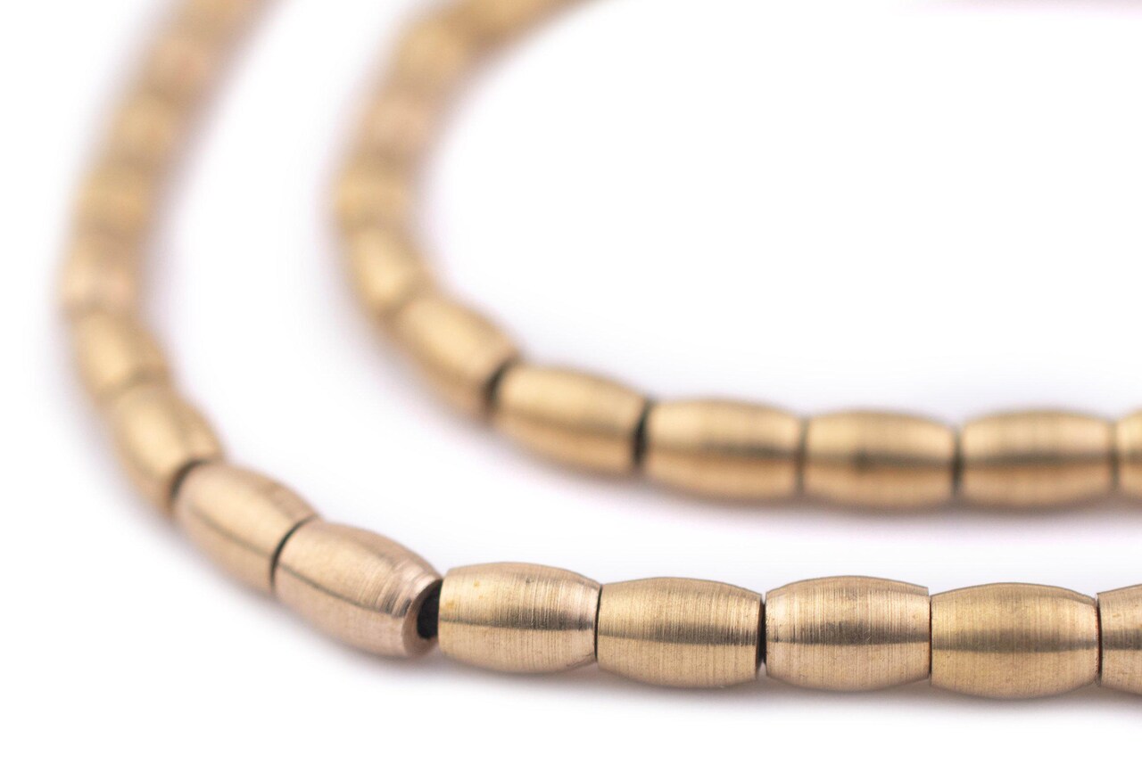 The Bead Chest Brass Oval Beads - Full Strand of 4mm Ethnic Metal Spacer Beads